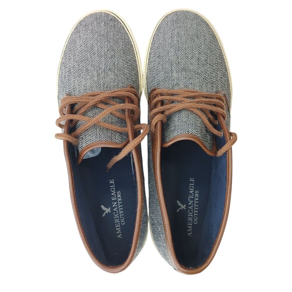 Men’s Size 12 Gray Brown American Eagle Herringbone Chukka Sneakers Casual - Picture 5 of 12